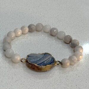 Artisan Onyx Medallion Bracelet with Milky Quartz Beads